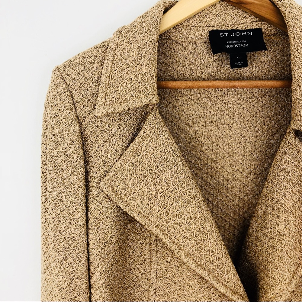 St. John gold metallic moto jacket - Picture 1 of 5
